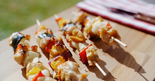 Chicken and Vegetable Skewers Ready to Eat