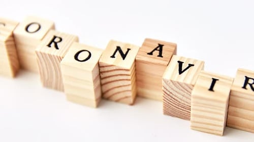 Coronavirus Spelled Out In Blocks on a White Background