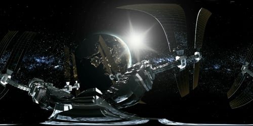 International Space Station Orbiting Earth in Virtual Reality