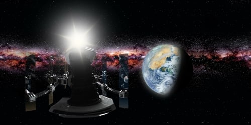 Station spatiale internationale en orbitant autour de la Terre en réalité virtuelle