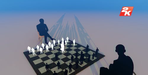 Animated Business Strategy Chess Game with Silhouette Figures