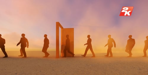 Businessmen Entering The Door-3