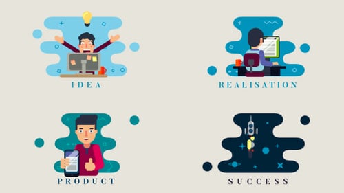 Flat Design Corporate Business Process Animated Scenes
