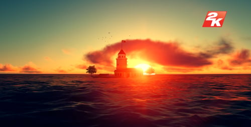 Sunset Ocean und Girl Tower-2
