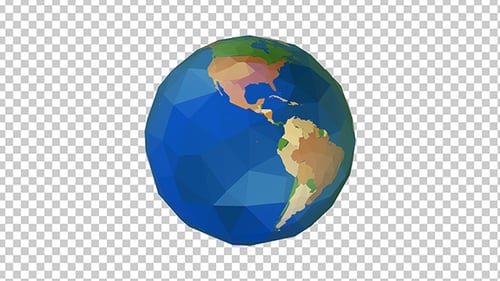 Low Poly Animated Earth Globe Rotation
