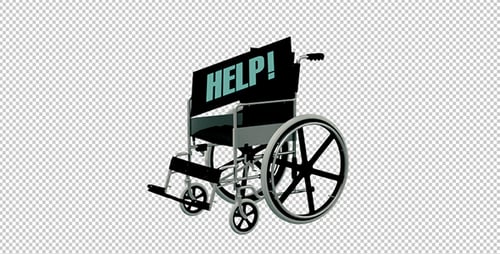 Animated Wheelchair with Rotating View and Help Message