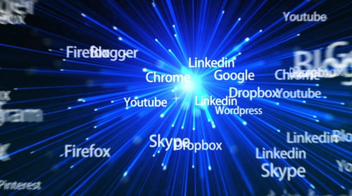 Social Text Blue Particles Line Radiation
