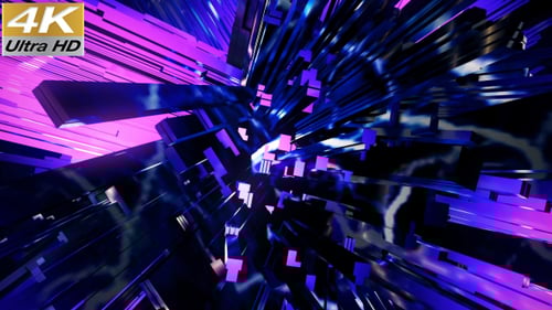 Futuristic Abstract Tunnel with Glowing Geometric Shapes Loop