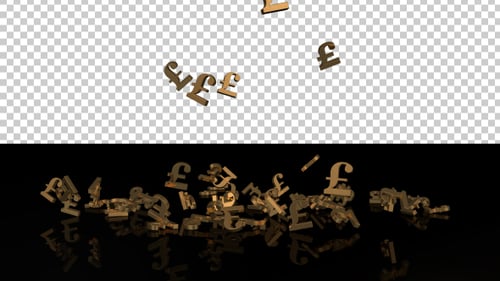 Animated Falling Golden Pound Currency Symbols
