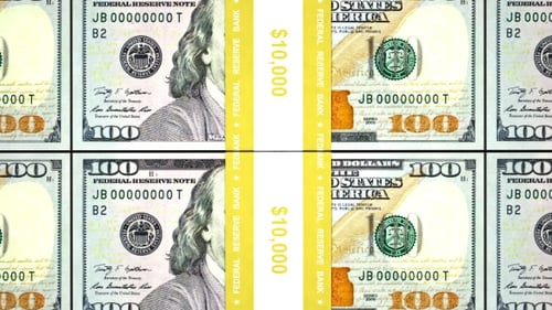 Animated Stacks of One Hundred Dollar Bills Seamless Loop