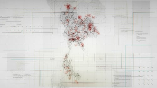Futuristic Thailand Map Data Network Digital Overlay