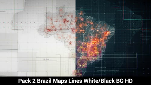 Animated Brazil Map Digital Network Data Visualization