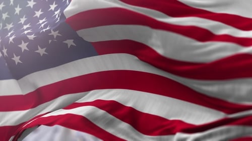Realistic Waving American Flag Background Animation