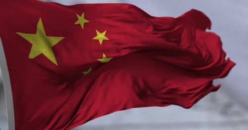 Realistic Chinese National Flag Seamless Waving Animation