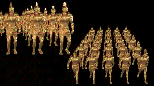 Golden 3D Roman Soldiers Marching Loop Animation