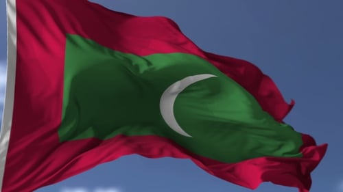 Waving Maldives National Flag Realistic 3D Animation