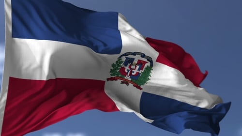 Dominican Republic Flag Waving in Realistic Slow Motion Loop