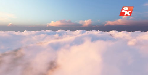 Smooth Flight Through Fluffy Clouds at Golden Hour