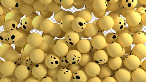 3D Yellow Emoji Spheres Transition Reveal