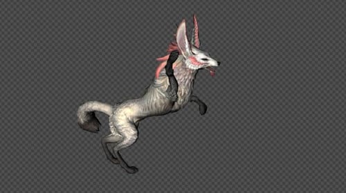 Animated Fantasy Fox Creature Running, Jumping, and Biting with Alpha Channel