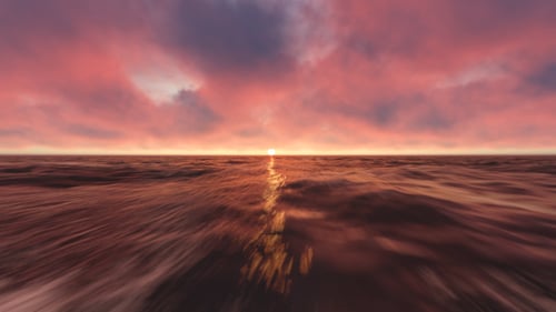 Sunset Ocean and Moving Clouds
