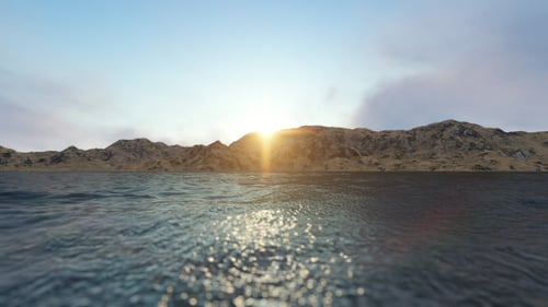 Mountain and Sunset Ocean