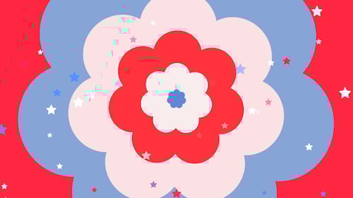 Dynamic Flat Design Flower Background with Falling Stars
