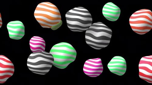 Abstract colorful background with flying or floating simple geometric forms. 3d wave sphere.