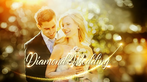 Romantic Photo Slideshow for Wedding Memories with Golden Particle Effects