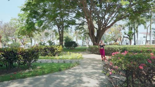 Mexican Woman Running Outdoors