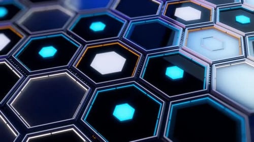 Background of neon hexagonal cells