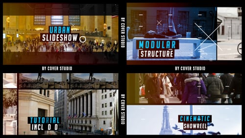 Dynamic Urban Promo Slideshow with Modern Glitch Transitions