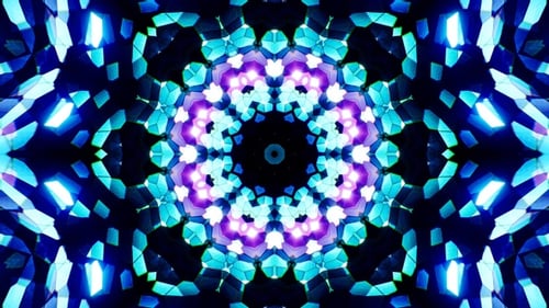 Blinking Stained Glass Neon Kaleidoscope Loop 4K 03