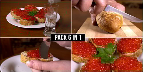 Caviar Sandwich Appetizers Being Prepared for Celebration