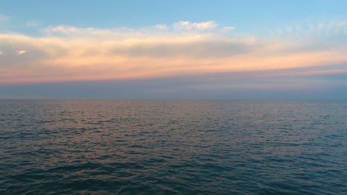 Aerial View of Sea at Sunset Light in Italy