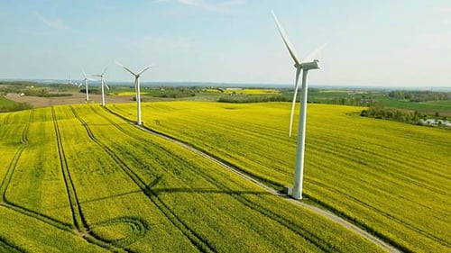 Landscape With Wind Turbine Farms
