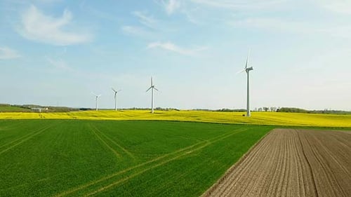 Landschaft mit Windturbinen-Farmen