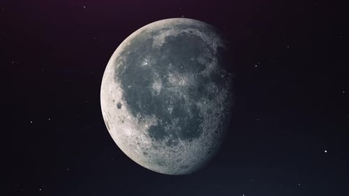 Detailed 3D Moon Rotating in Cosmic Starry Space