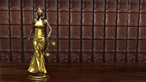Golden Lady Justice Statue with Scales Animation