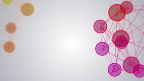 Abstract Technology Network Animation with Interconnected Digital Icons