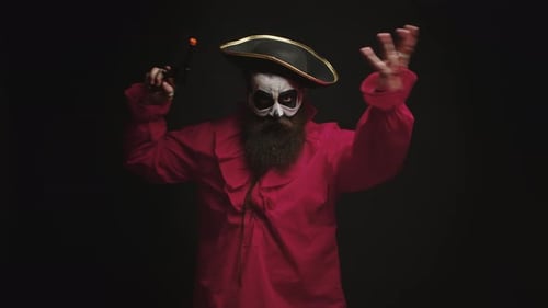 Man Dressed as Pirate with Theatrical Makeup