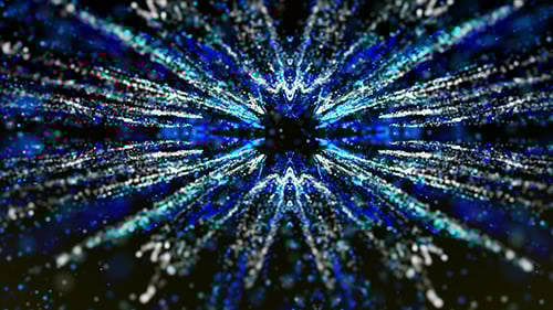 Abstract Glowing Blue Particle Trails Expanding Background