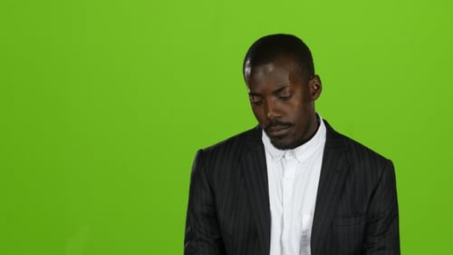 American Businessman in a Severe Depression, He Is Bankrupt. Green Screen