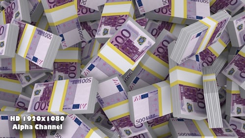 Falling 500 Euro Banknotes Transition