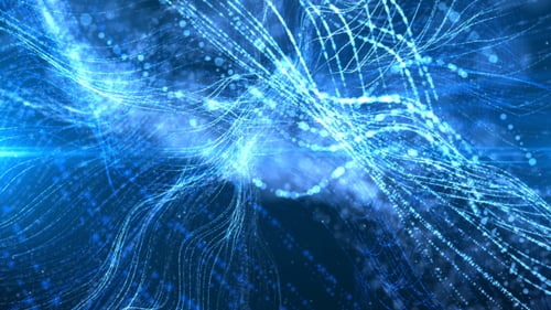 Digitale abstrakte blau funkelnde Partikel