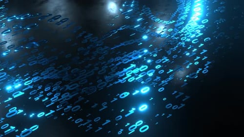 4K künstlerische Infografiken binäre Zahlen Rotation Technologie-Netzwerkdatenverbindung