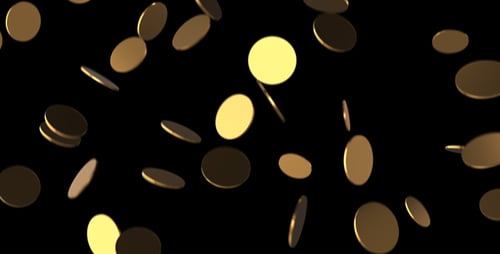 3D Falling Golden Coins Animation Loop