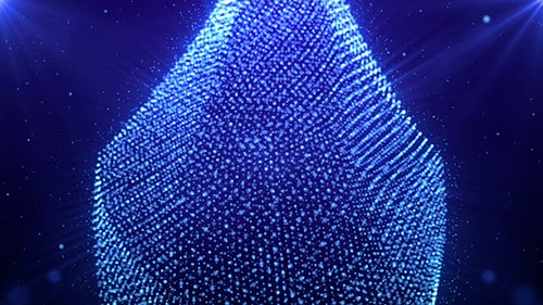 Abstract Blue Particle Pyramid Morphing Futuristic Background
