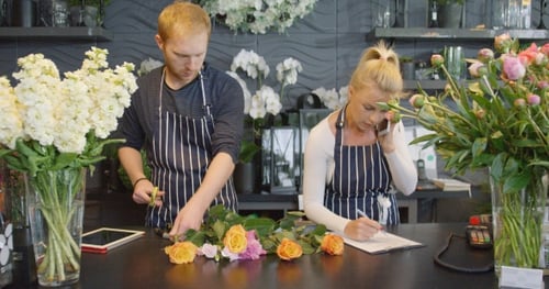 Two Workers in Floral Shop