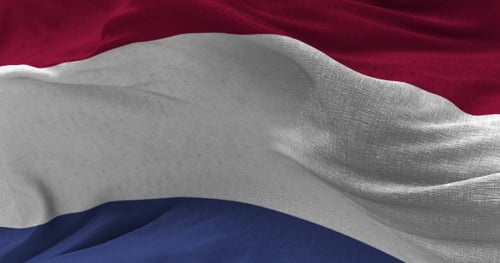 Realistic Waving Netherlands Flag Fabric Loop Animation